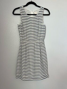 J. Crew Navy and White Striped Sleeveless Mini Dress